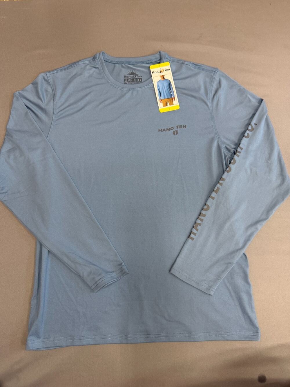 Hang Ten Men’s Long Sleeve Sun Shirt, Blue UPF 50+ Quick Dry Stretch NWT, SM